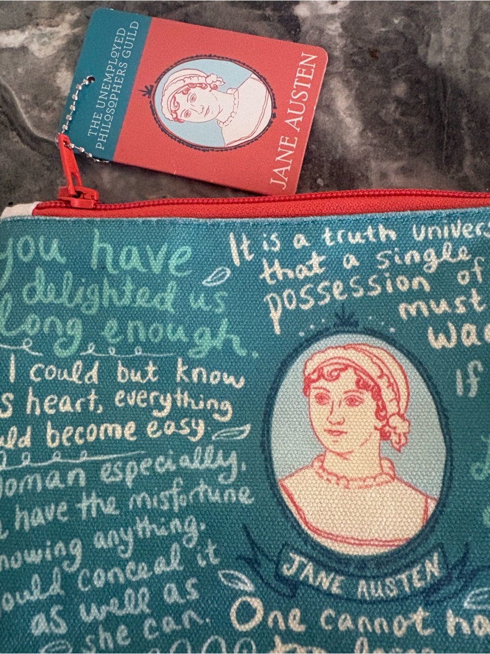 NWT! Jane Austen Portrait Canvas Pouch, THE UNEMPLOYED PHILOSOPHER’S GUILD - Picture 3 of 12